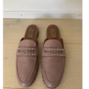 Valentino Studded Mules in Light Brown